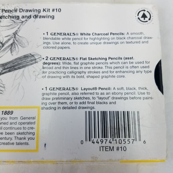 Vintage General's Drawing Pencil Kit #10 Includes 12/Pencils/Charcoals NEW - Picture 8 of 8